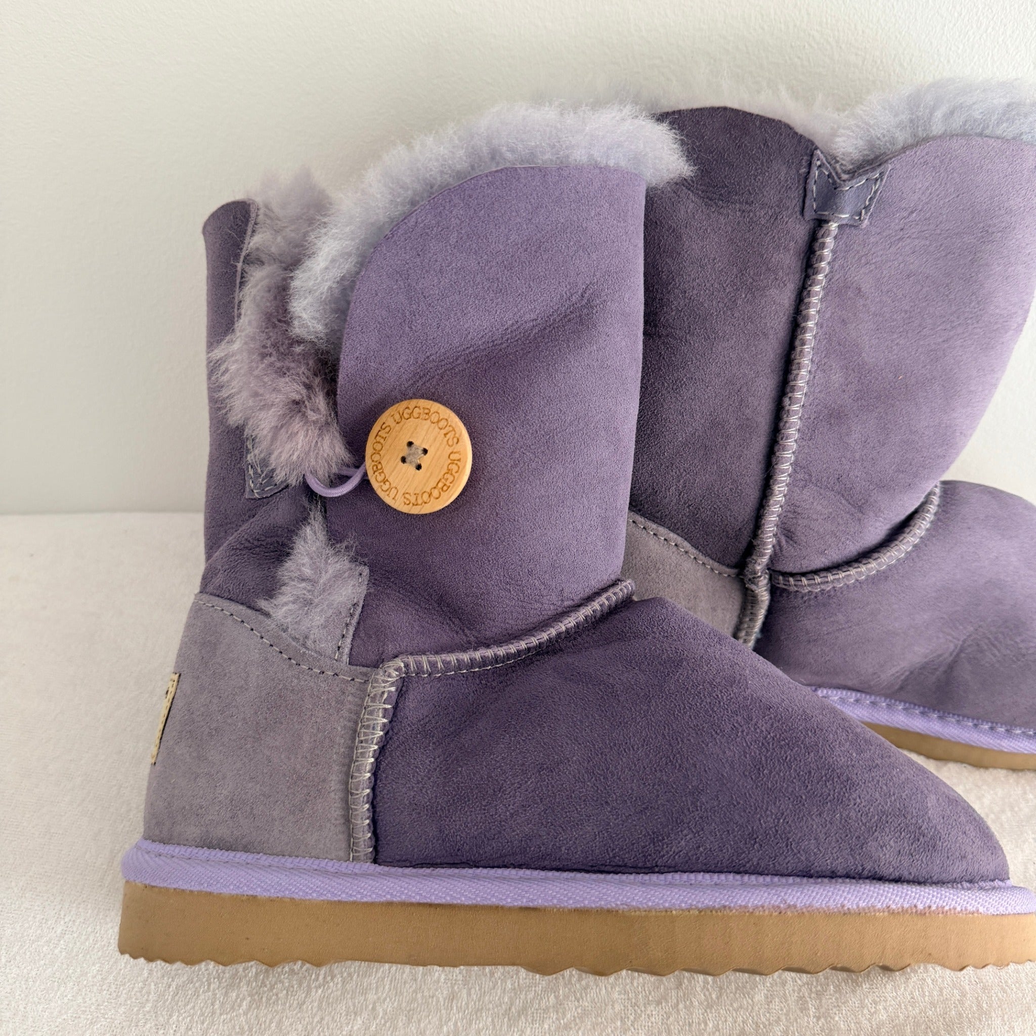 UGG Boots of Australia Sheepskin Button Boots - Vibrant Purple Suede Comfort Sz 4 - Image 9