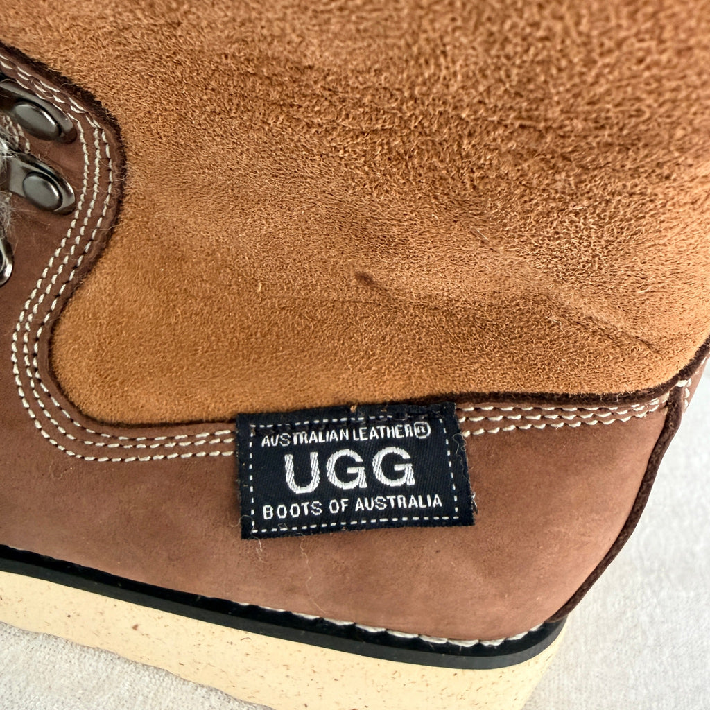 Ugg Boots Of Australia Lace-Up Boots Genuine Sheepskin Lined Brown Suede EU 36 - Image 5