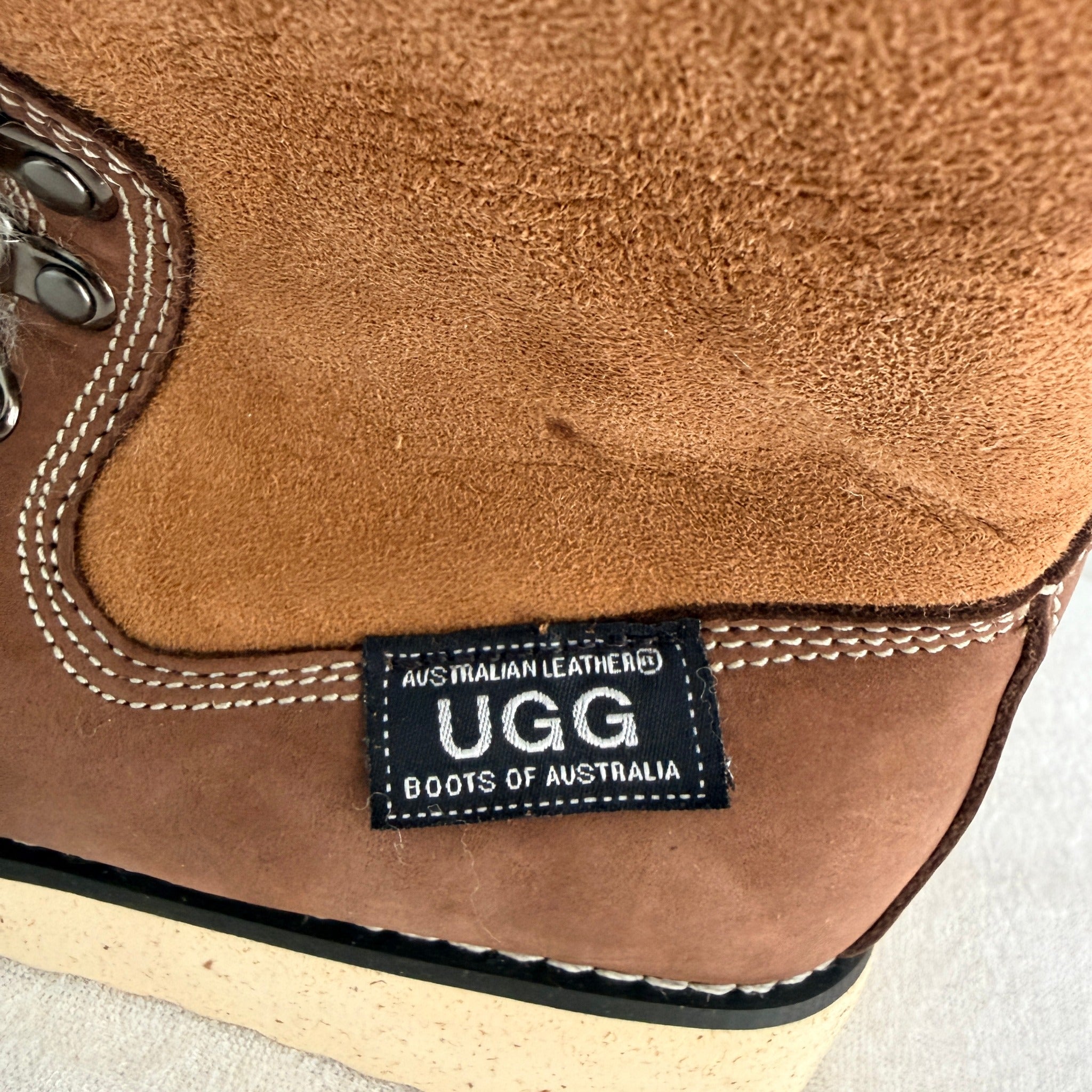 Ugg Boots Of Australia Lace-Up Boots Genuine Sheepskin Lined Brown Suede EU 36 - Image 5