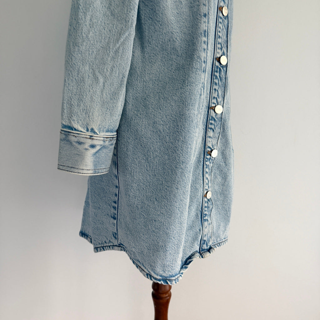 Dannii Minogue Petites Blue Cotton Denim Shirt Dress Size 10P Button Up Casual - Image 12