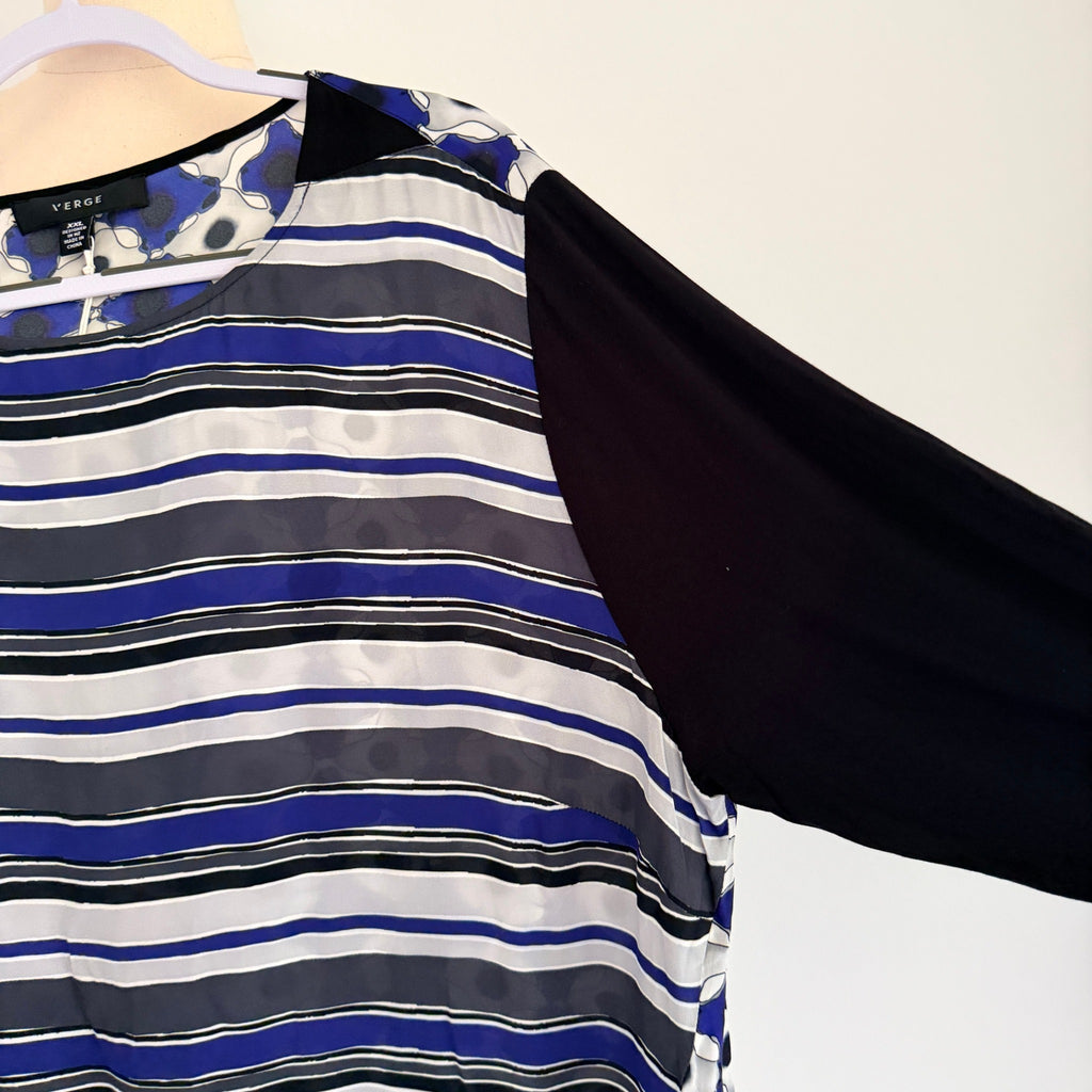 Verge Valen Top Blue Striped Viscose Blouse Womens Size XXL Designer BNWT - Image 11