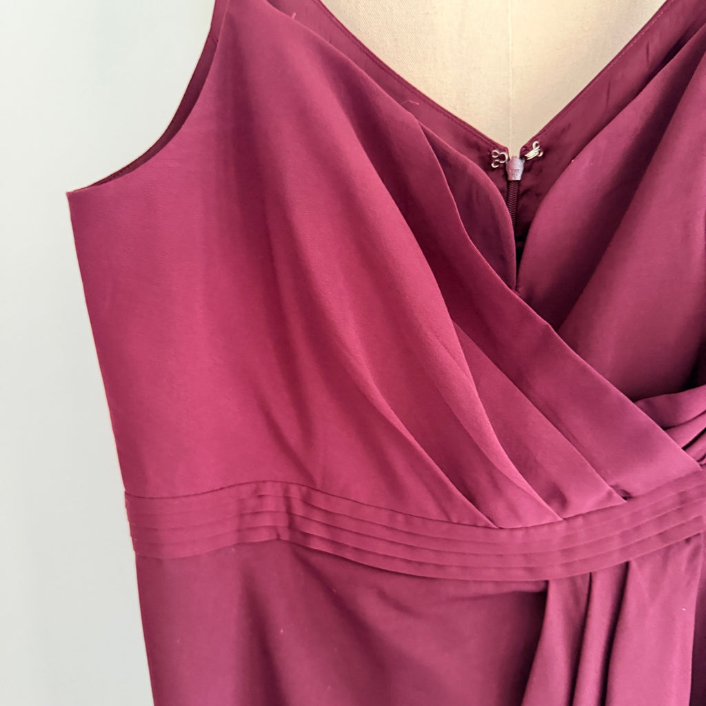 Portmans Signature Midi Dress Burgundy Draped Bodice Wrap Style Size 16 Party - Image 9