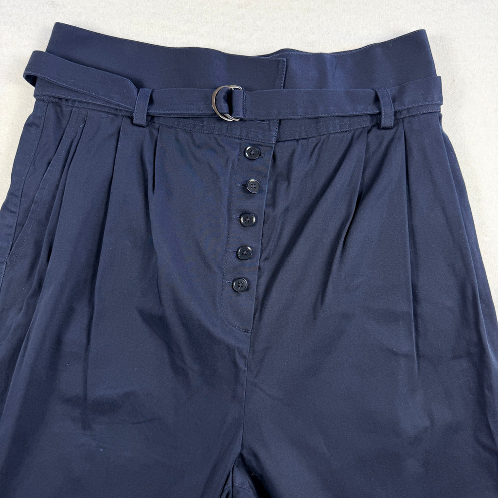 Scanlan Theodore Navy Belted High Waist Tapered Pants Sz 12 Cotton Blend - Image 2