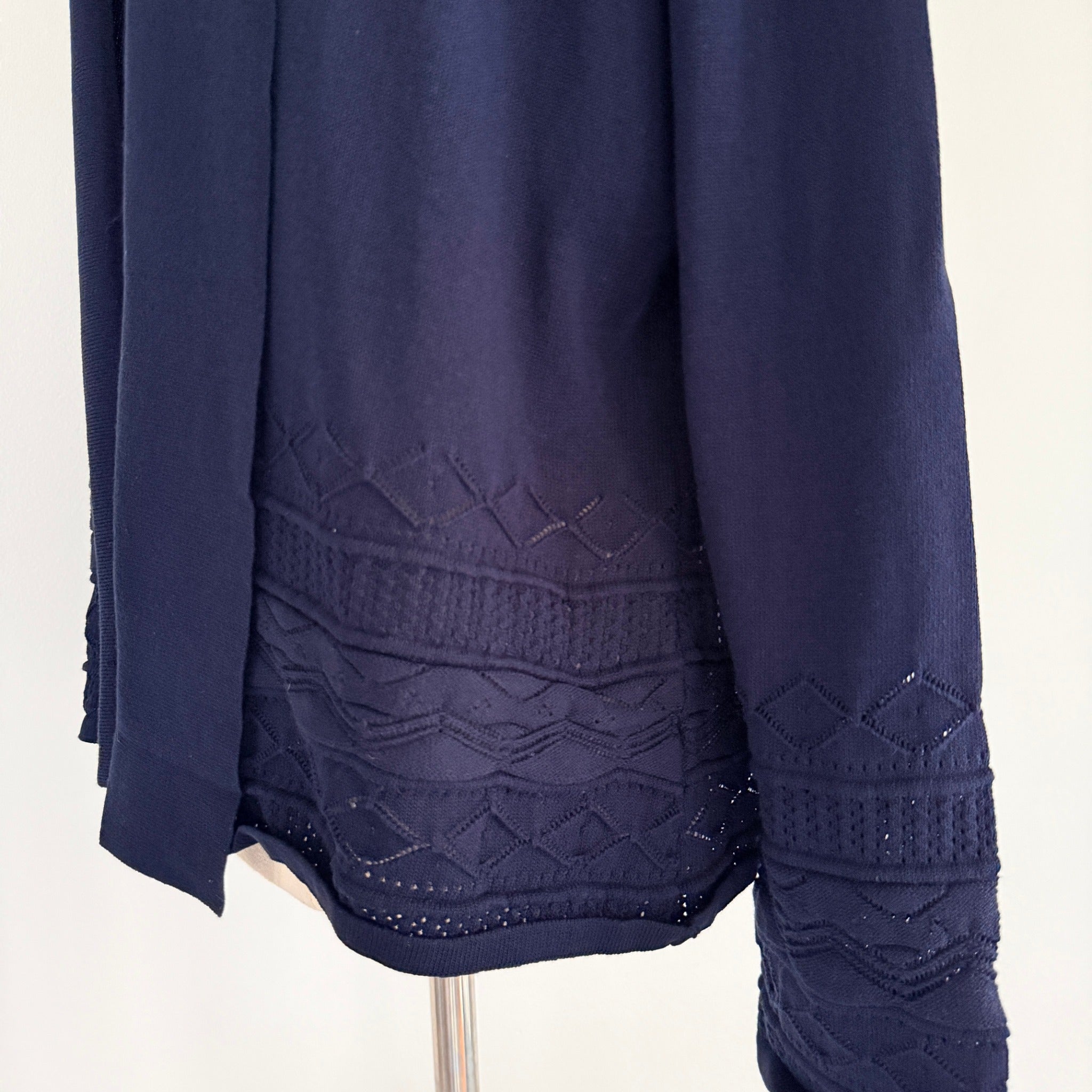 Liz Jordan Navy Viscose Nylon Knit Cardigan Size M Open Front Smart Casual - Image 11