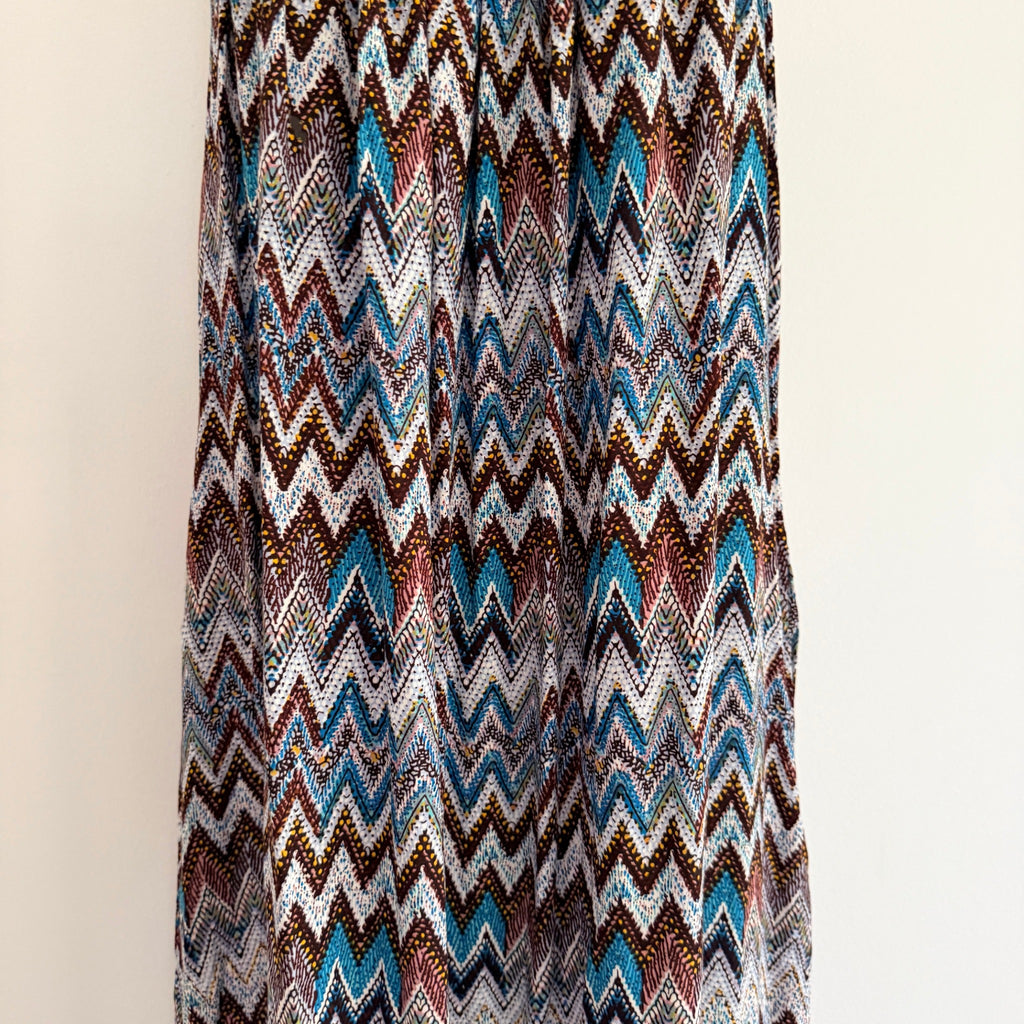 Caroline Morgan Multi Blue Chevron Print Maxi Dress With Gold Hardware - Image 8