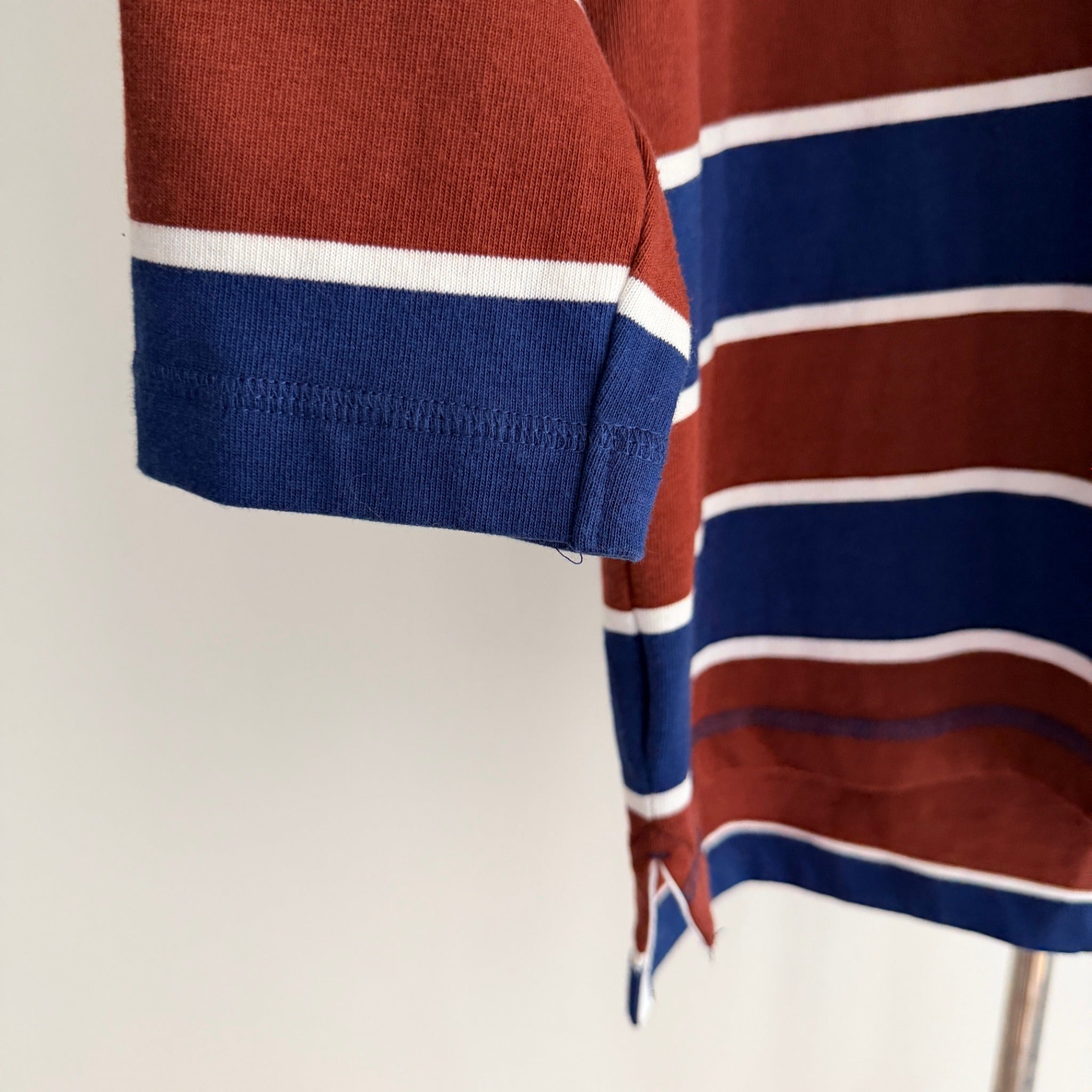 J.C. Lanyon Blue Red White Striped 100% Cotton Rugby Henley Shirt Size S Casual - Image 11