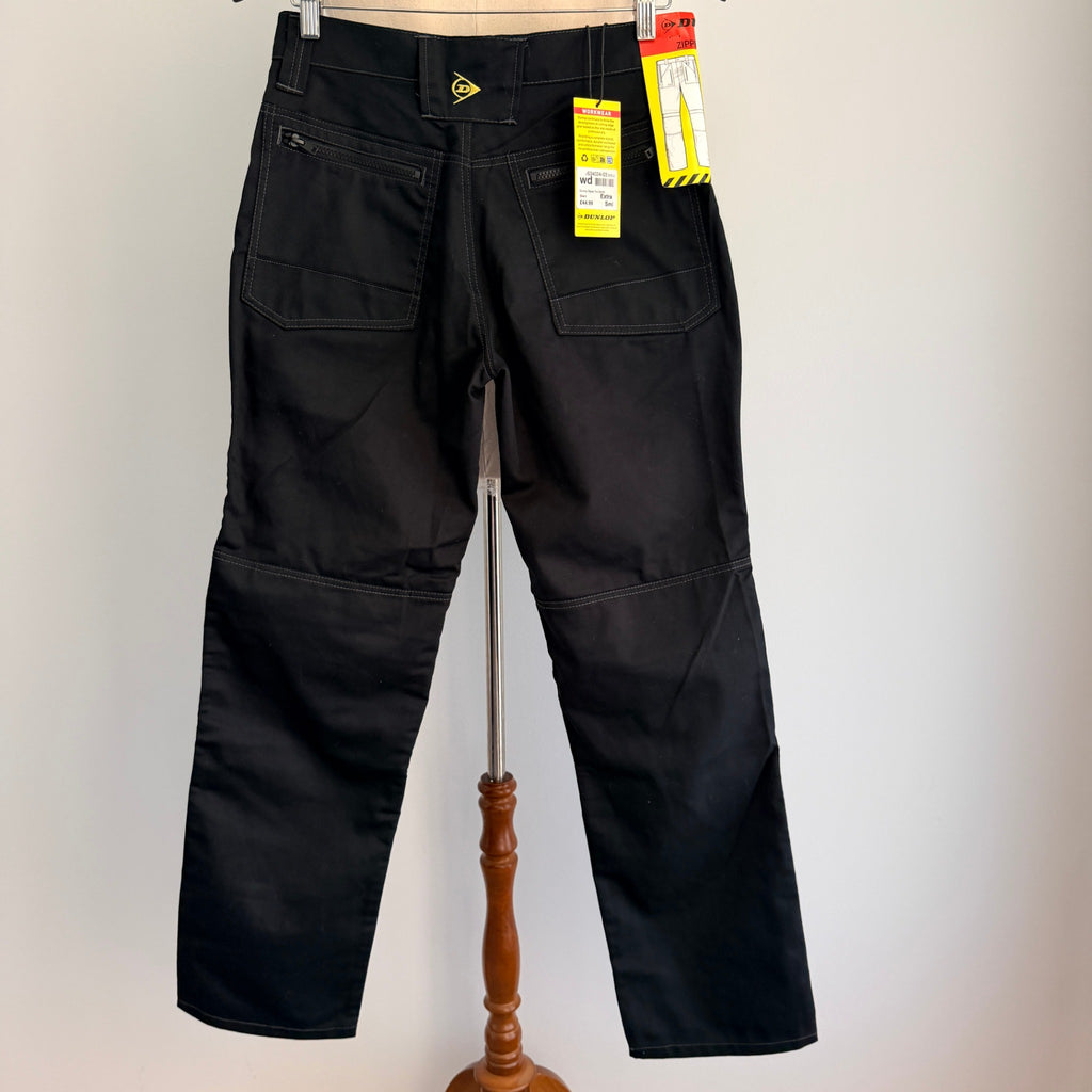 Dunlop Black Poly Cotton Cargo Work Trousers Zipper Relaxed Fit W28 L32 Workwear BNWT - Image 2
