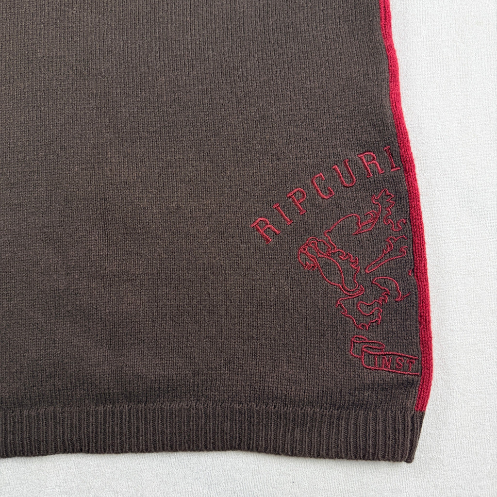 Rip Curl The Search Argyle Knit Vest - Vintage 90s Brown Red - Image 9