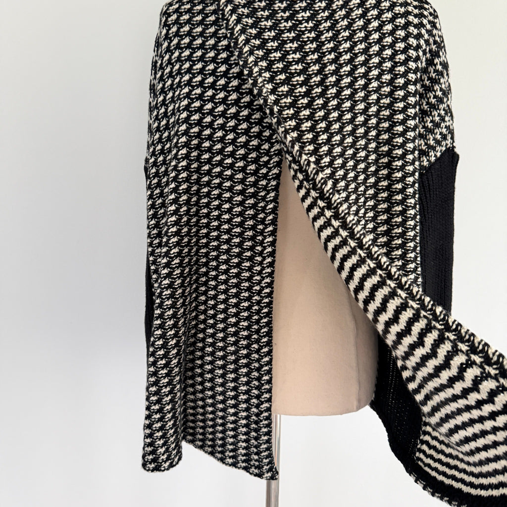 Guess Los Angeles Black White Houndstooth Wool Sweater Sz S Cowl Neck Winter - Image 10