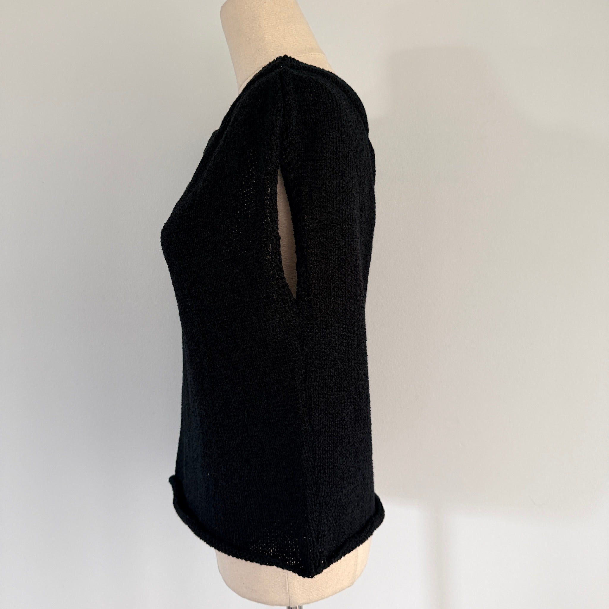 Sass Black Polyester Ribbed Knit Tank Top Sz 8 Boat Neck Casual BNWT - Image 8
