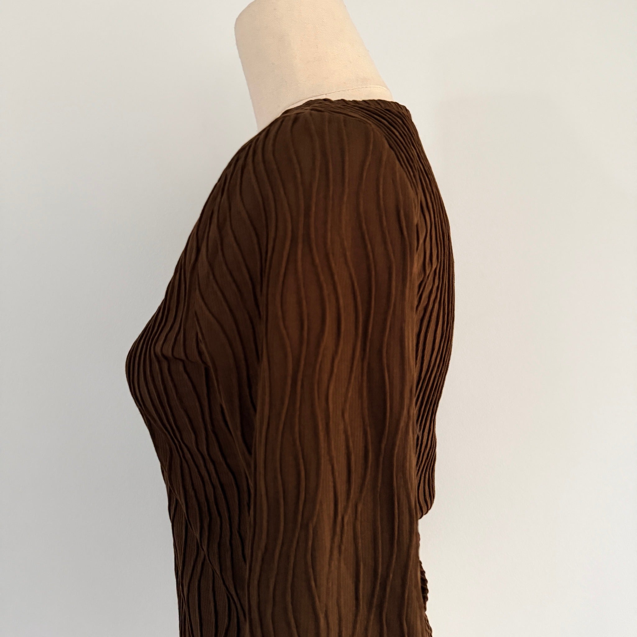Dazie Womens Brown Polyester Elastane Long Sleeve Textured Top Size 6 Casual - Image 9