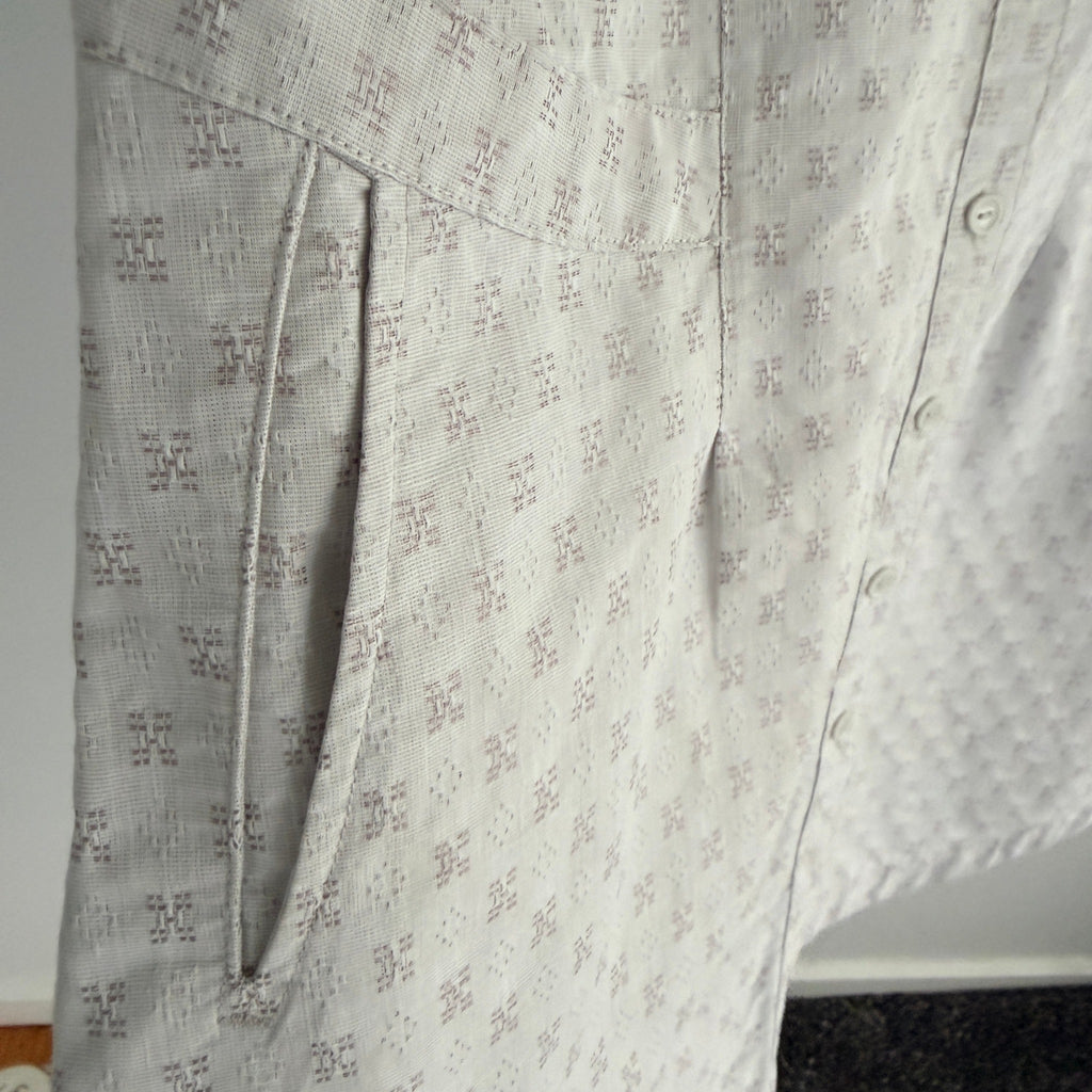 Kathmandu Grey Organic Cotton Sleeveless Button Dress Sz 12 Geometric Casual - Image 12