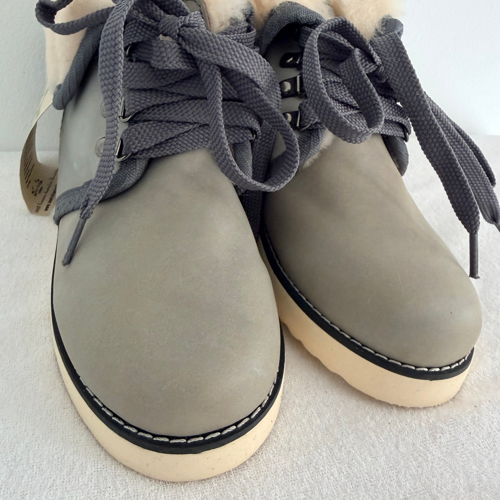 UGG Boots of Australia Lace-Up Ankle Boots - Genuine Sheepskin Shearling Lined Grey - Image 11