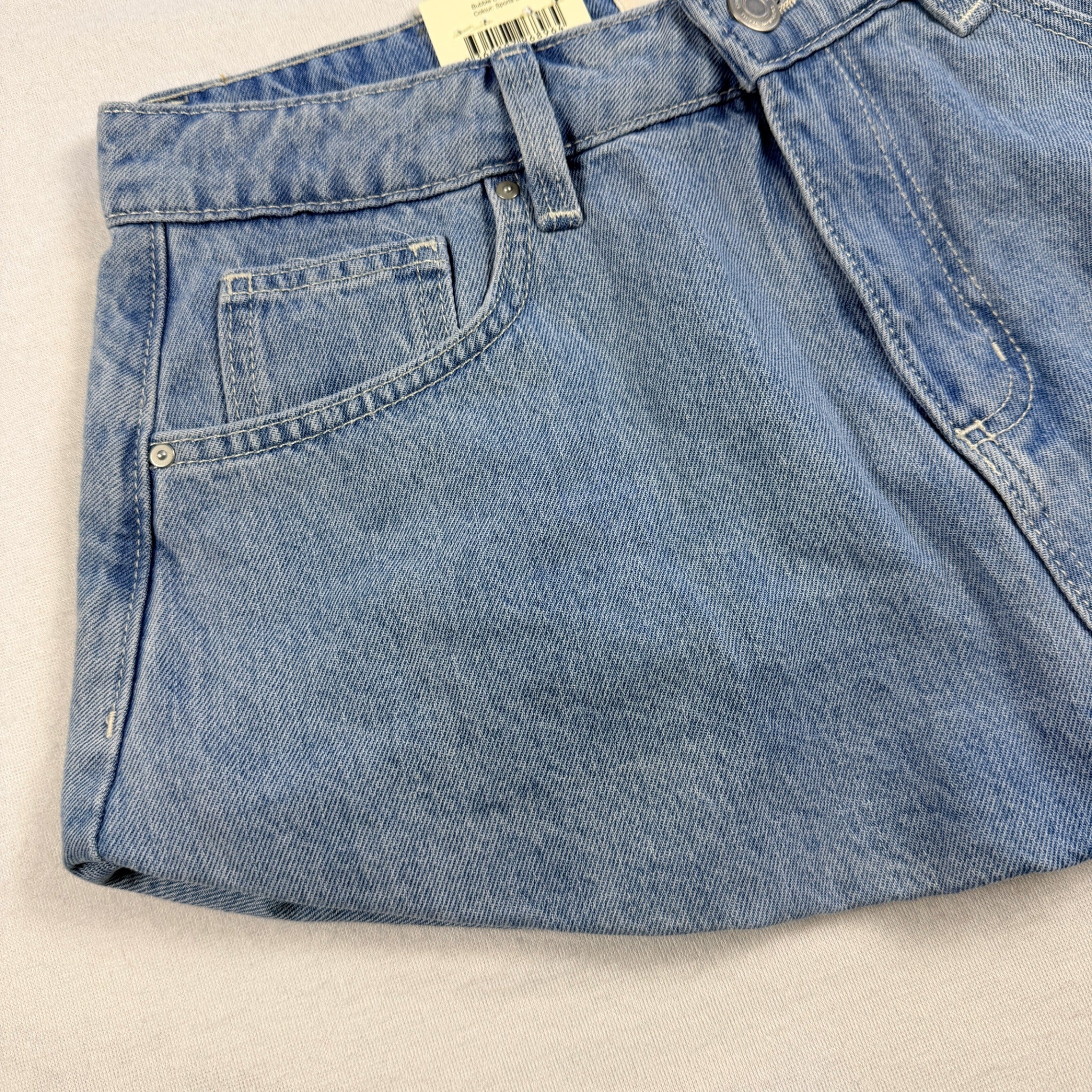 Cotton On Bubble Denim Skirt Sports Blue Cotton Size 26 Y2K Mini BNWT - Image 13
