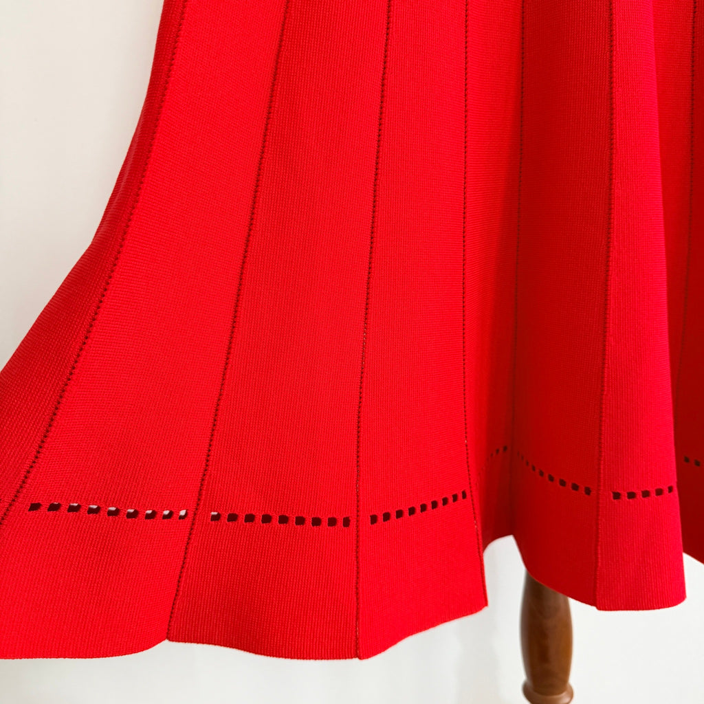 Red Knit Sleeveless Dress Textured Pleated Skirt Size XL NWT Casual - Image 6
