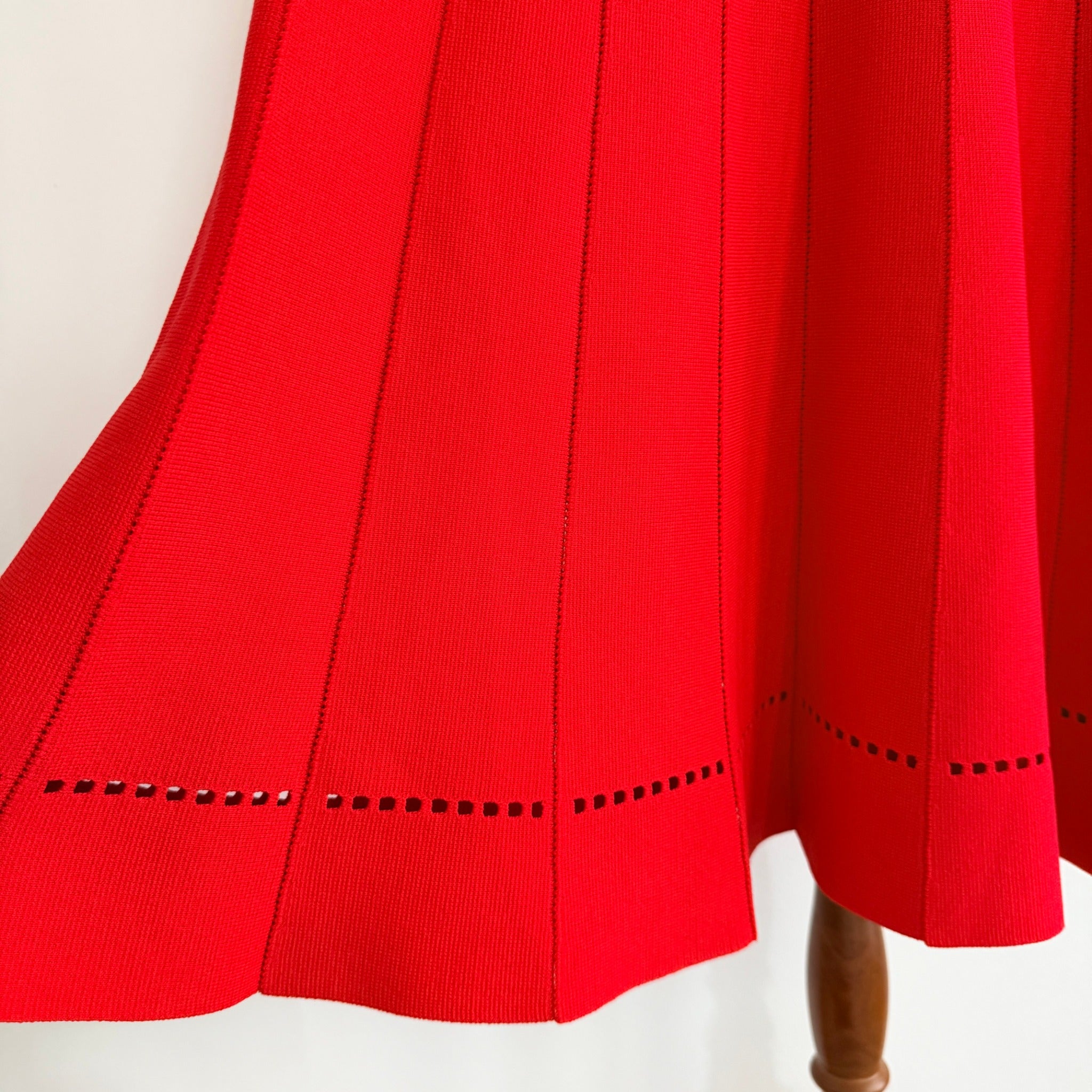 Red Knit Sleeveless Dress Textured Pleated Skirt Size XL NWT Casual - Image 6