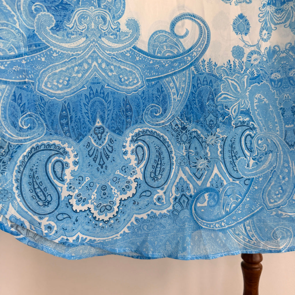 Beme Blue White Paisley Polyester Kaftan Top Size XXL Boho Beach Cover Up BNWT - Image 10
