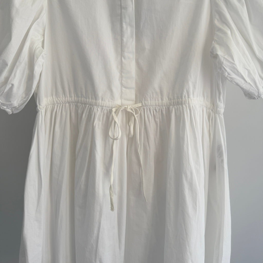 Vero Moda White Cotton Midi Dress Puff Sleeve Tie Waist Size M Casual BNWT - Image 11