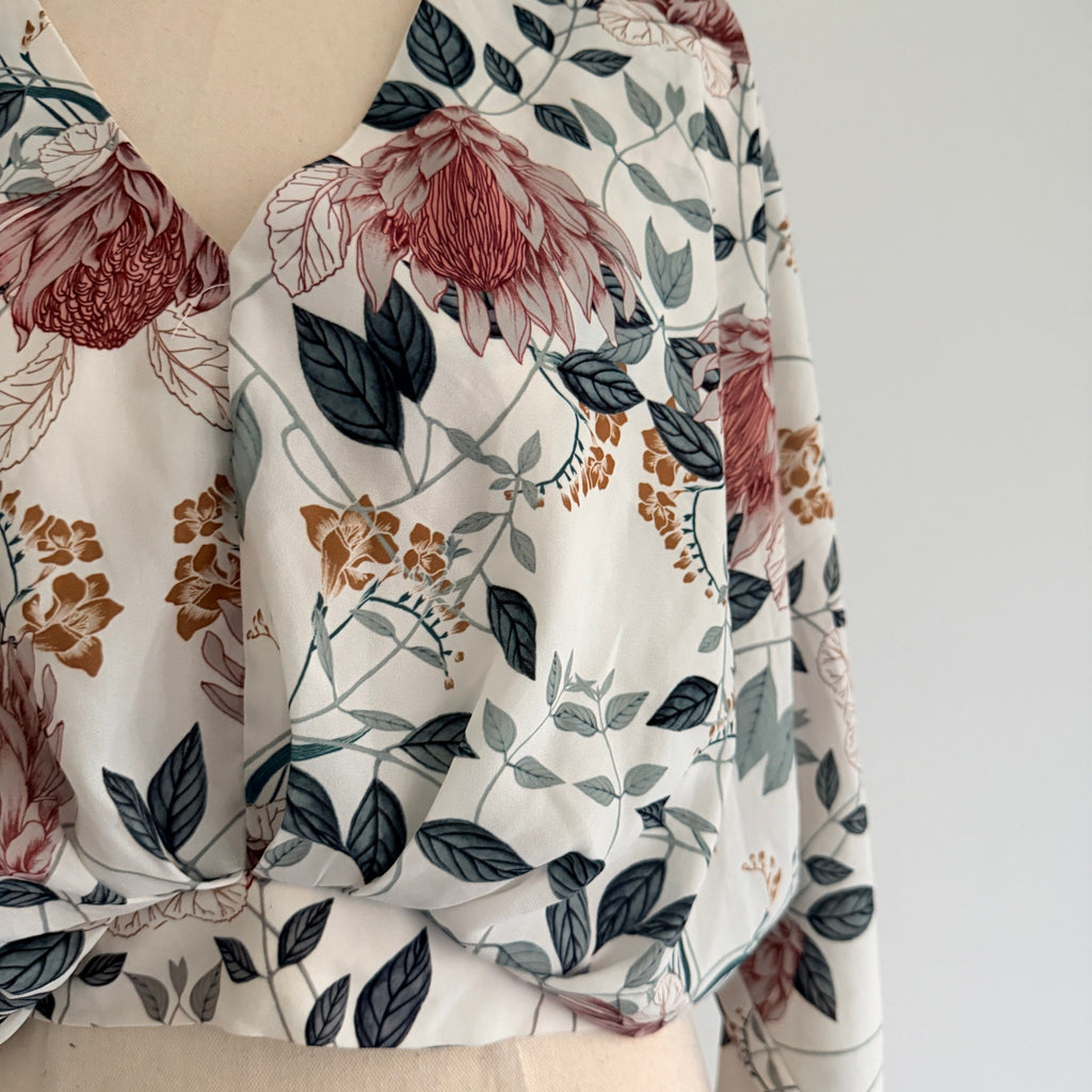 Sheike Floral Print Long Sleeve Wrap Top - Image 11