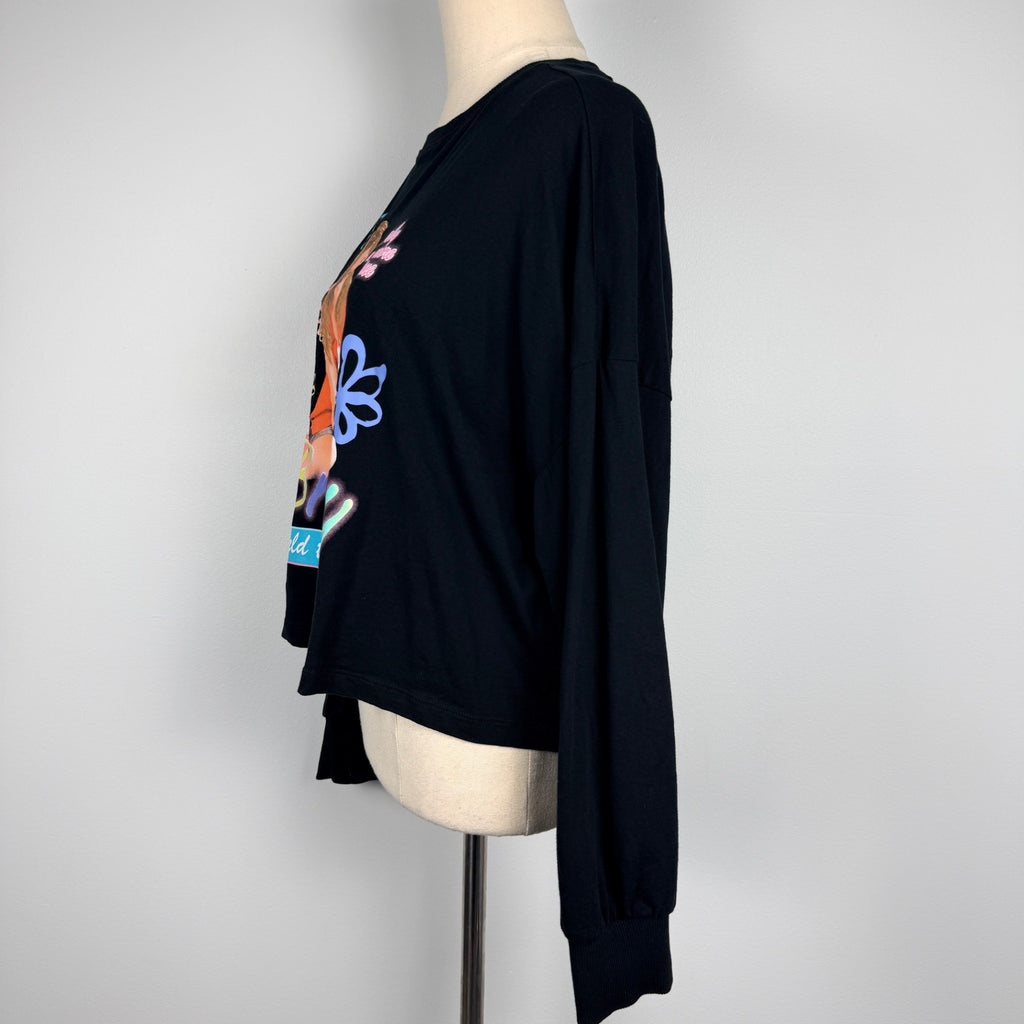 Britney Spears Black Cotton Long Sleeve Crop Top Size 12 Graphic Tour Tee Casual - Image 12