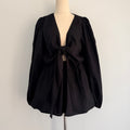 Tussah Katana Playsuit Black Linen Blend Tie Front Size 8 BNWT Party - Image 1