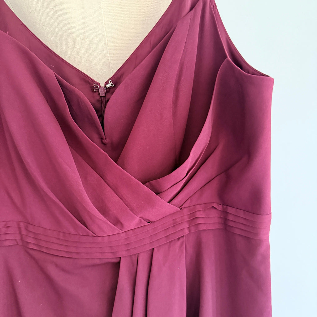 Portmans Signature Midi Dress Burgundy Draped Bodice Wrap Style Size 16 Party - Image 10