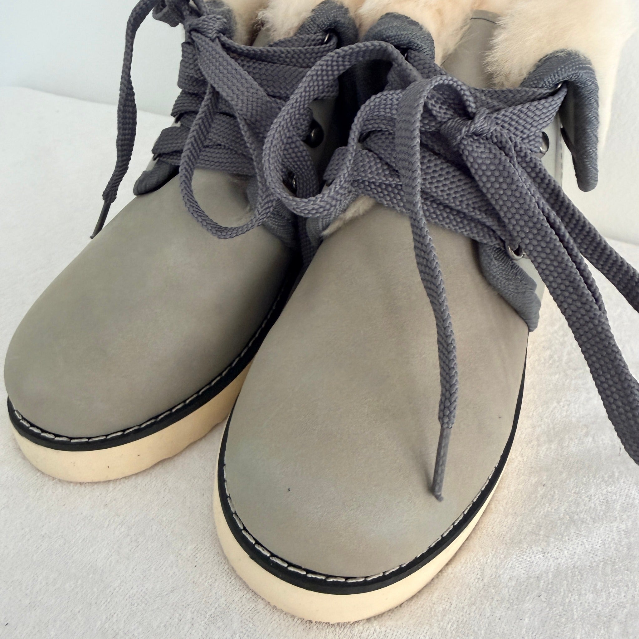 UGG Boots of Australia Lace-Up Ankle Boots - Genuine Sheepskin Shearling Lined Grey - Image 12