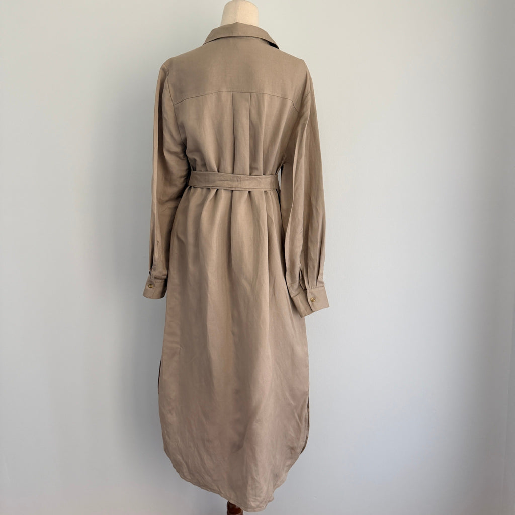 by WILLA Tan Long Sleeve Shirt Dress Belted Midi Size 8 Workwear BNWT - Image 2