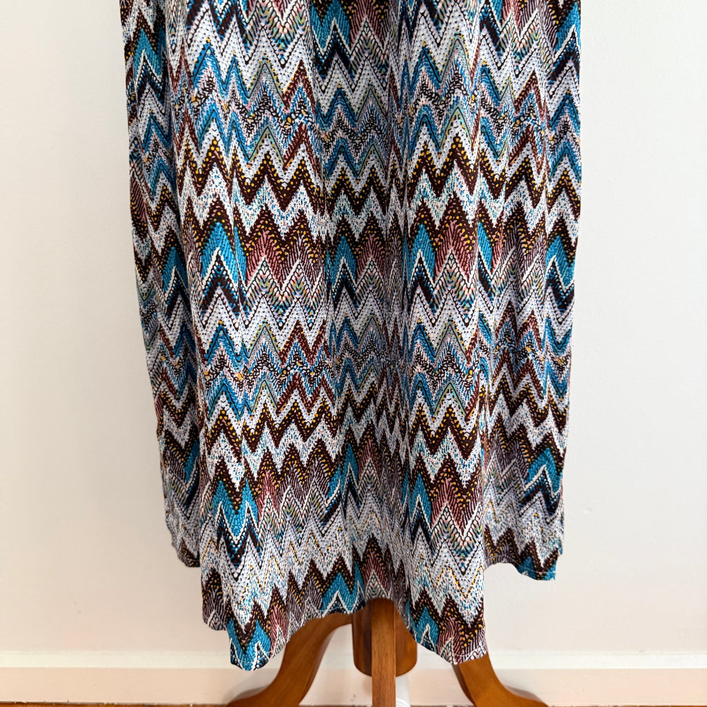 Caroline Morgan Multi Blue Chevron Print Maxi Dress With Gold Hardware - Image 13
