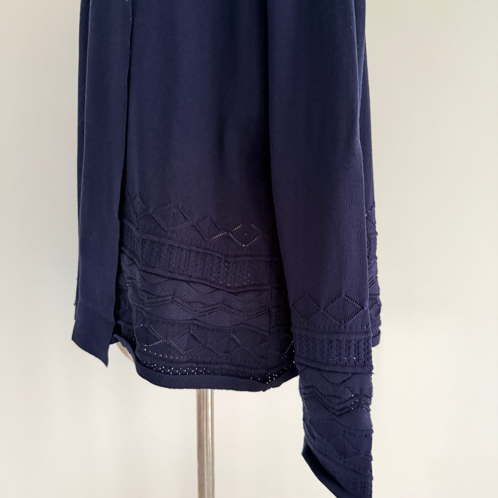 Liz Jordan Navy Viscose Nylon Knit Cardigan Size M Open Front Smart Casual - Image 12