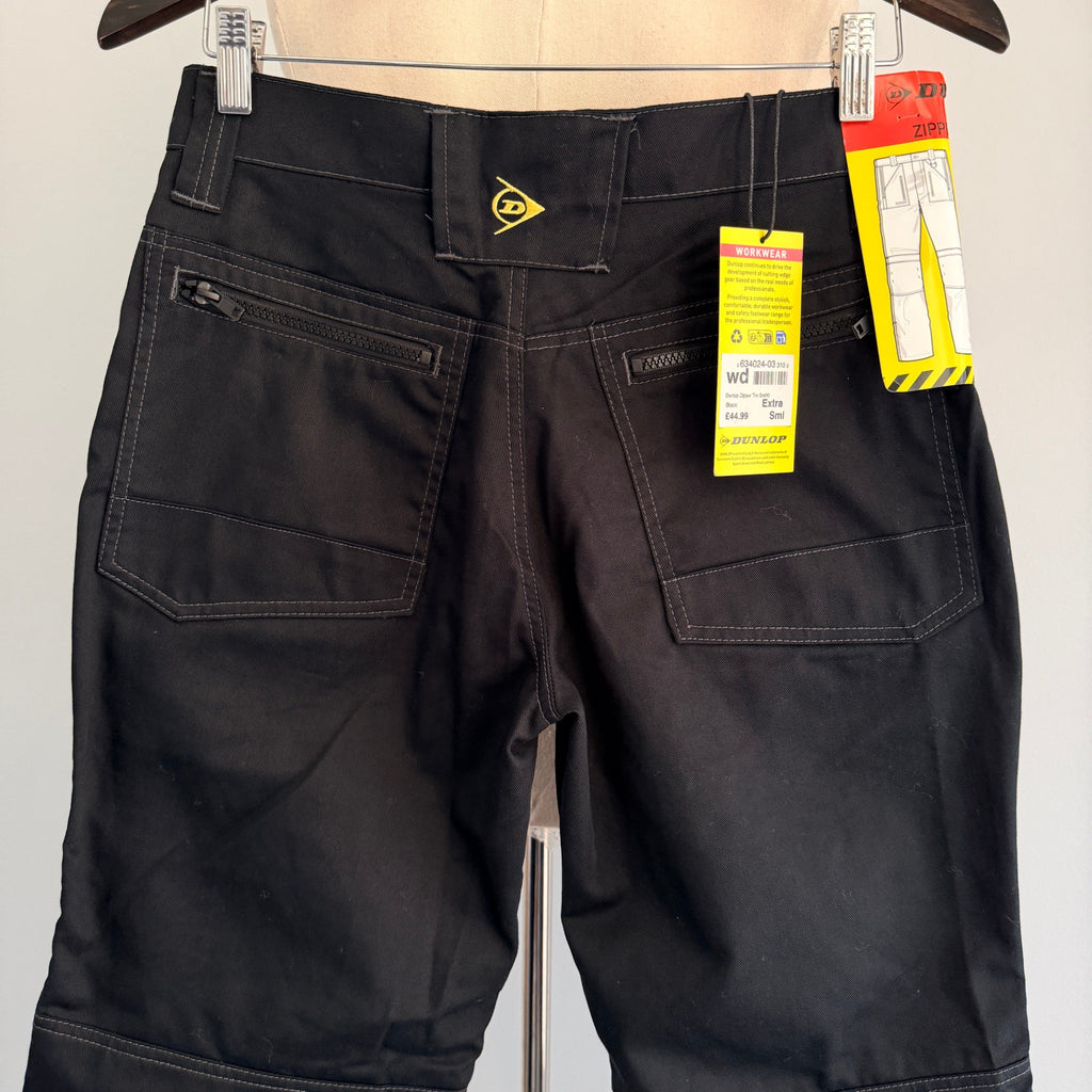 Dunlop Black Poly Cotton Cargo Work Trousers Zipper Relaxed Fit W28 L32 Workwear BNWT - Image 4