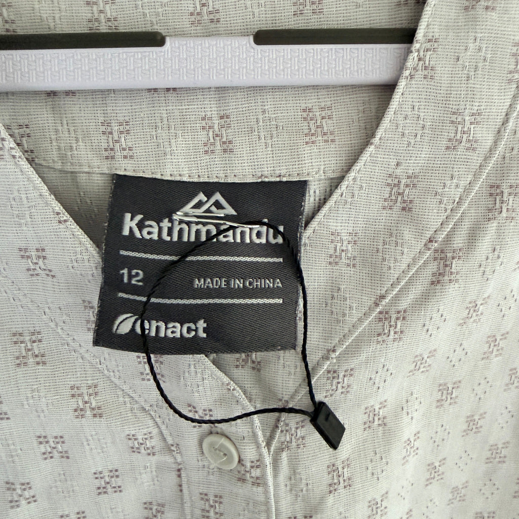 Kathmandu Grey Organic Cotton Sleeveless Button Dress Sz 12 Geometric Casual - Image 5