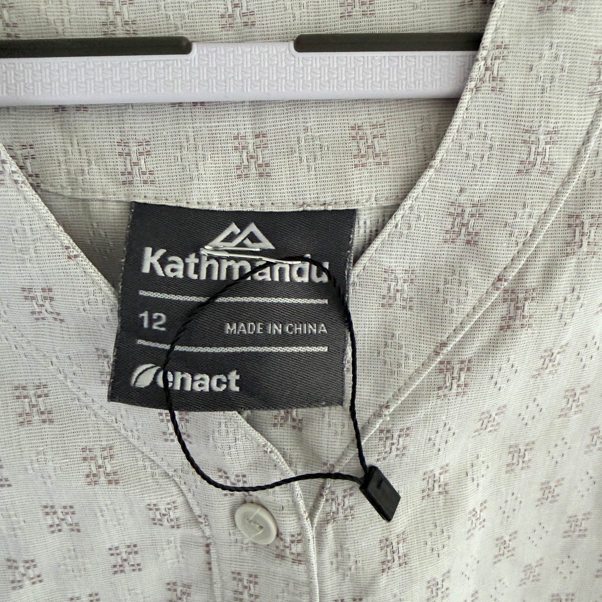 Kathmandu Grey Organic Cotton Sleeveless Button Dress Sz 12 Geometric Casual - Image 5