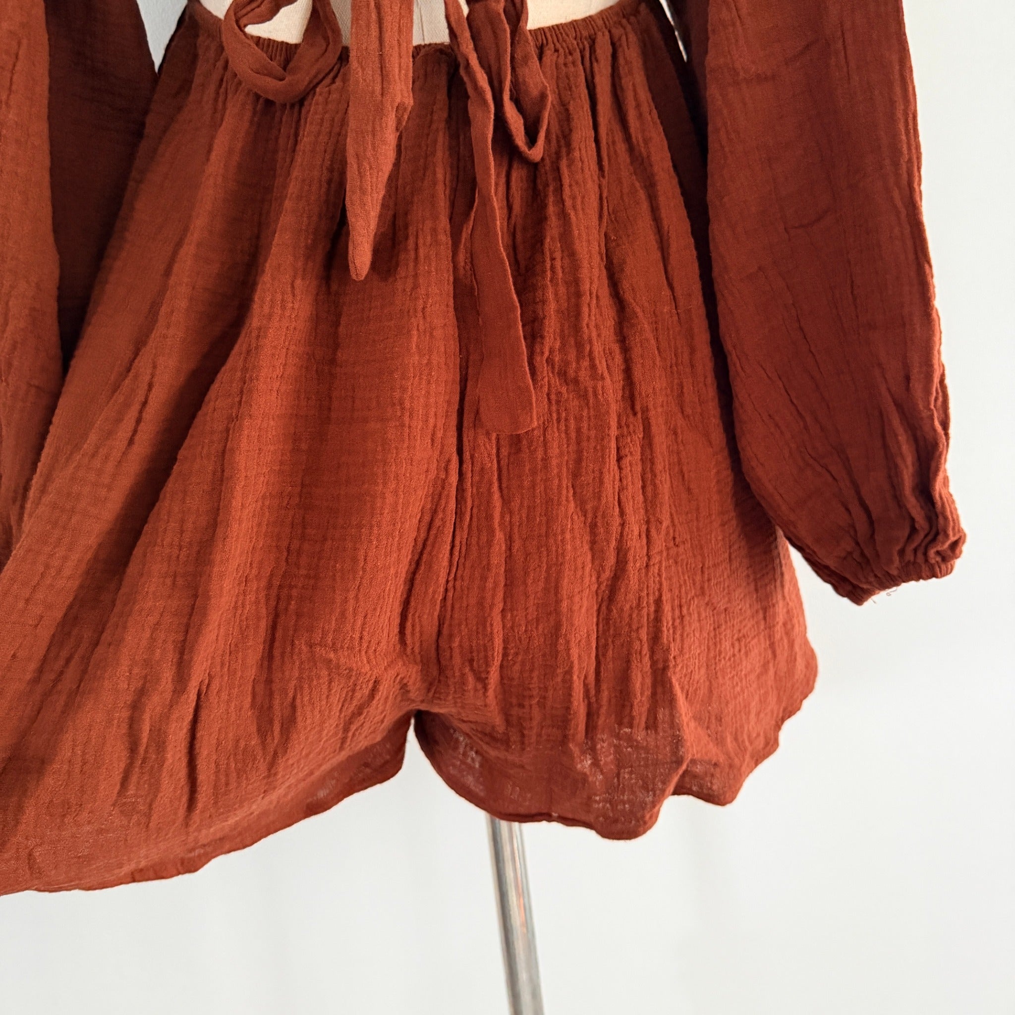 Princess Polly Rust Brown Cotton Gauze Long Sleeve Romper Size 6 Boho BNWT - Image 14