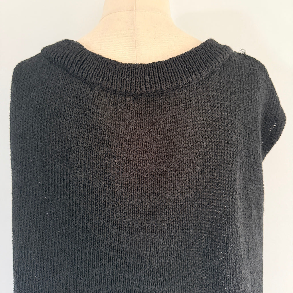 Sass Black Polyester Ribbed Knit Tank Top Sz 8 Boat Neck Casual BNWT - Image 3