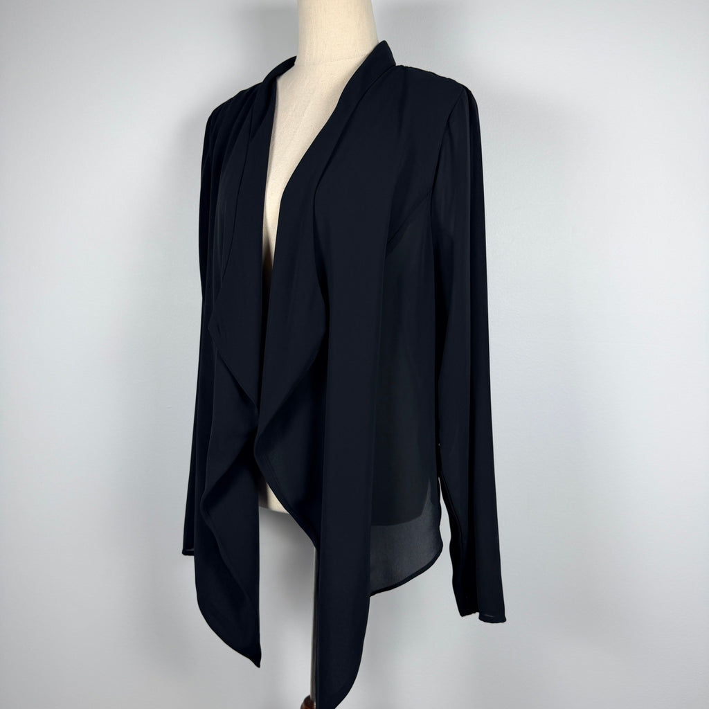 City Chic Black Polyester Chiffon Cardigan Size XS Waterfall Open Front Evening - Image 13
