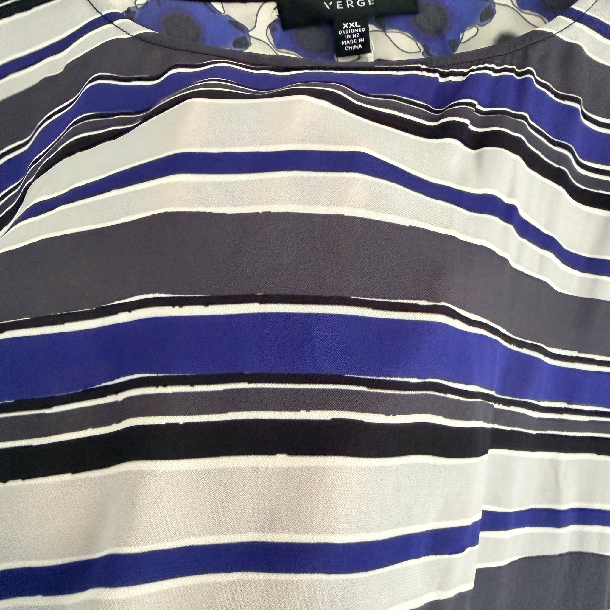 Verge Valen Top Blue Striped Viscose Blouse Womens Size XXL Designer BNWT - Image 12