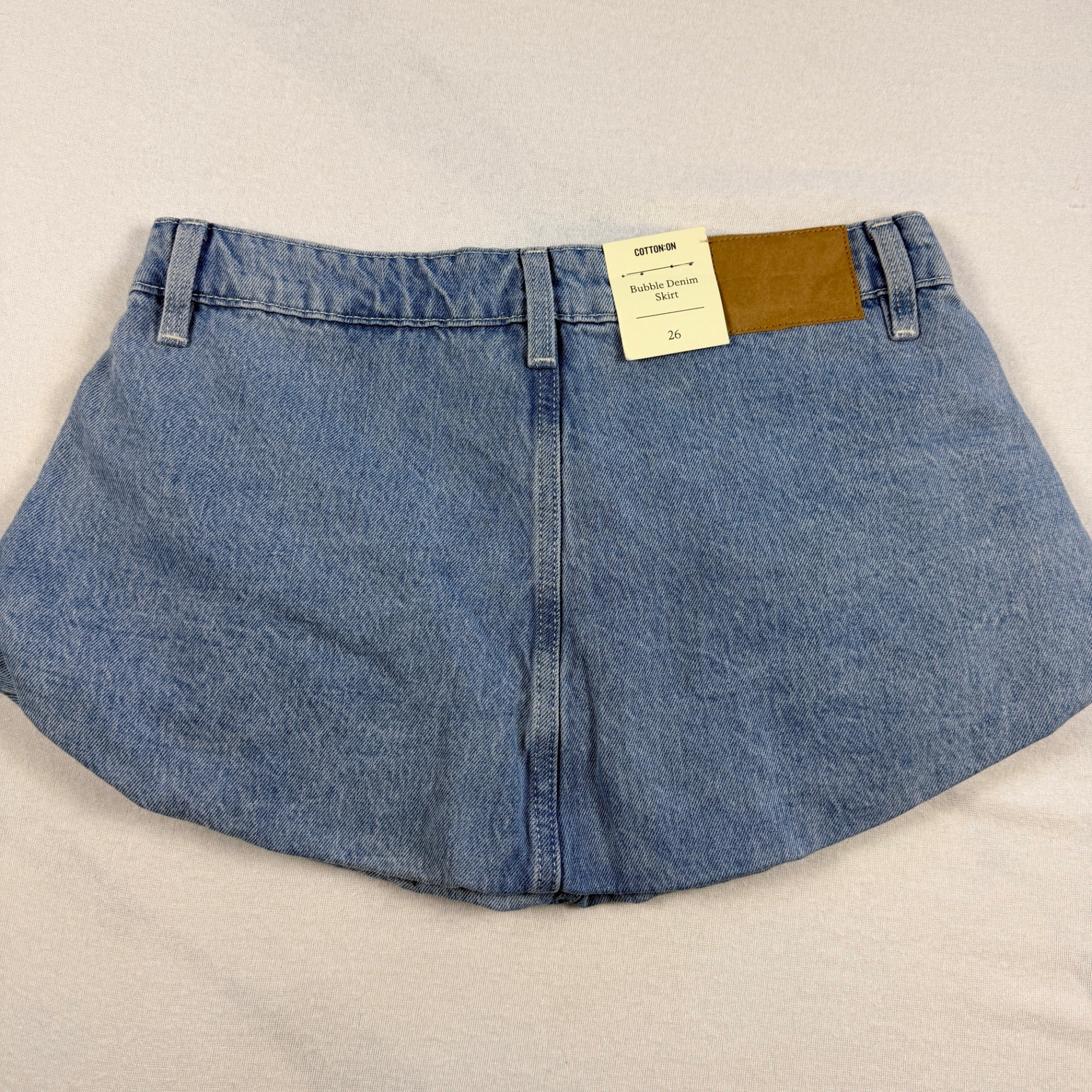 Cotton On Bubble Denim Skirt Sports Blue Cotton Size 26 Y2K Mini BNWT - Image 4