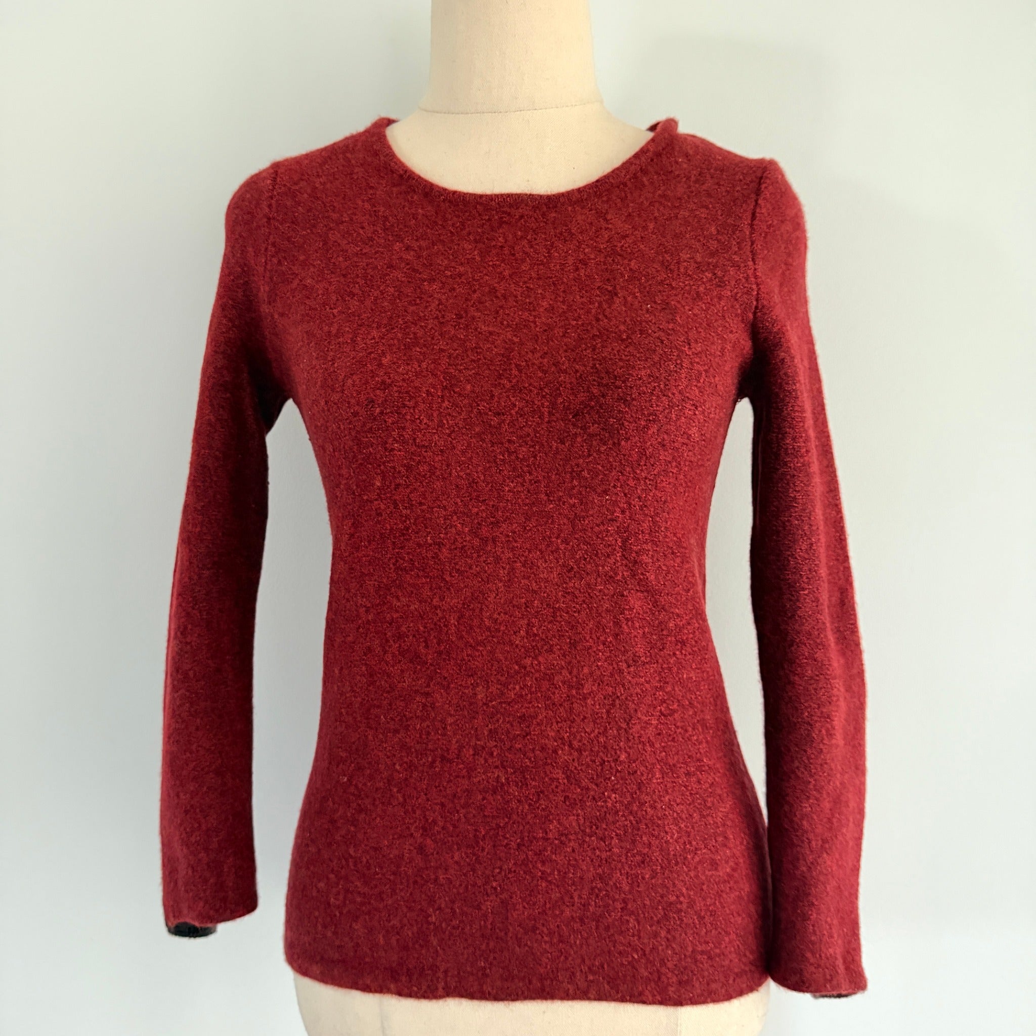 Elk The Label Womens Burgundy Merino Wool Blend Jumper Size M Crew Neck Casual - Image 1