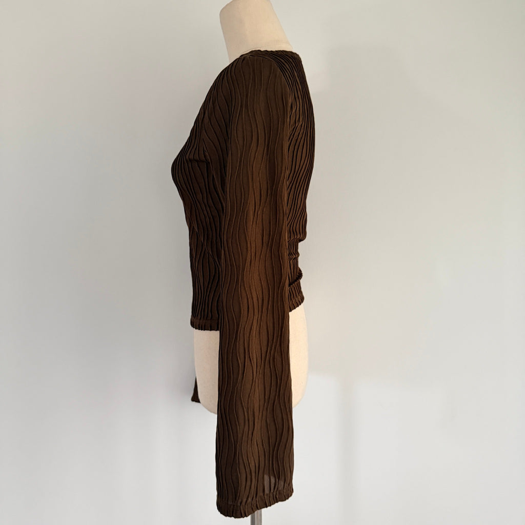 Dazie Womens Brown Polyester Elastane Long Sleeve Textured Top Size 6 Casual - Image 10