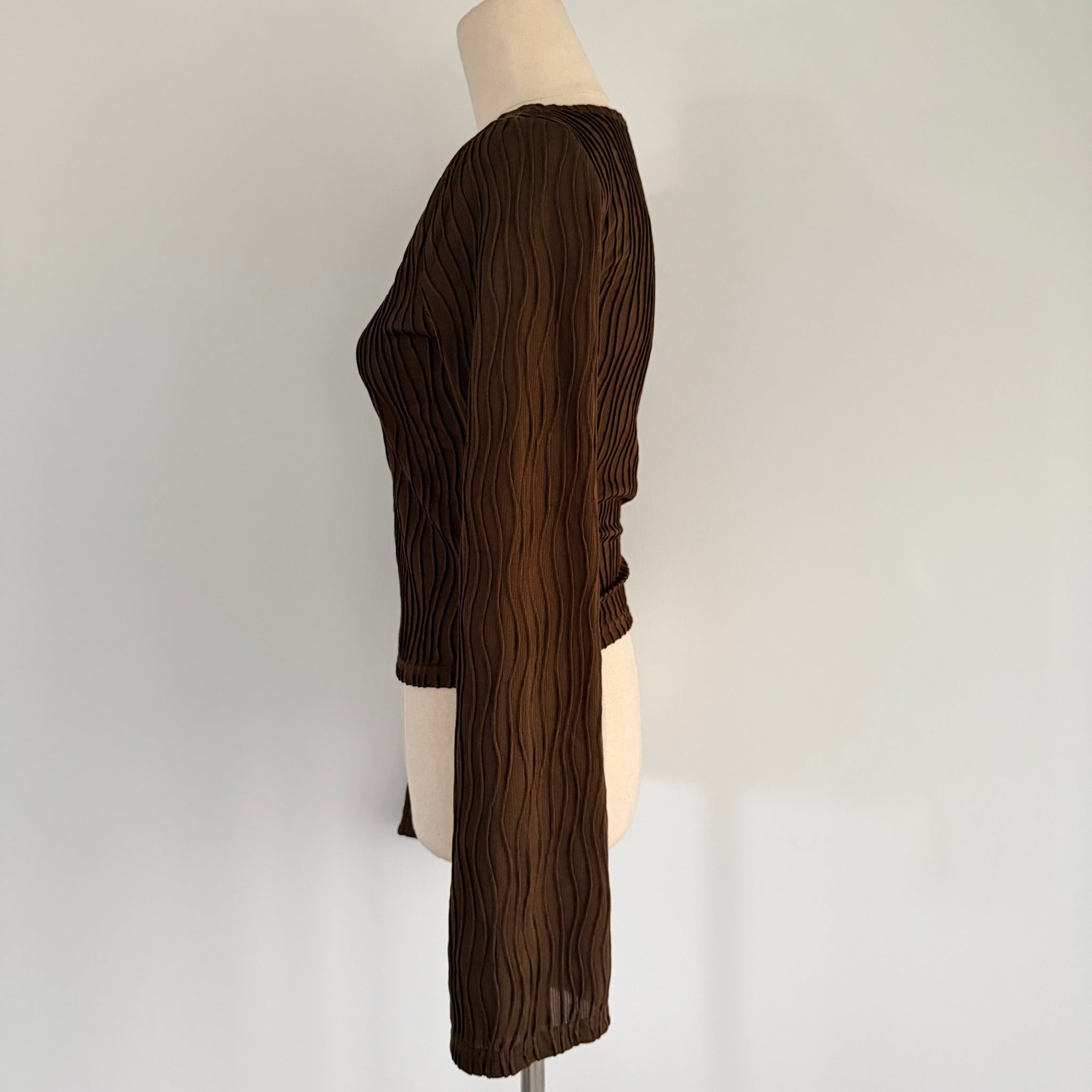 Dazie Womens Brown Polyester Elastane Long Sleeve Textured Top Size 6 Casual - Image 10