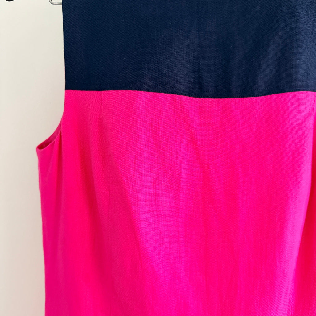 Lauren Ralph Lauren Colourblock Linen Dress Navy Pink Size 10 - Image 10
