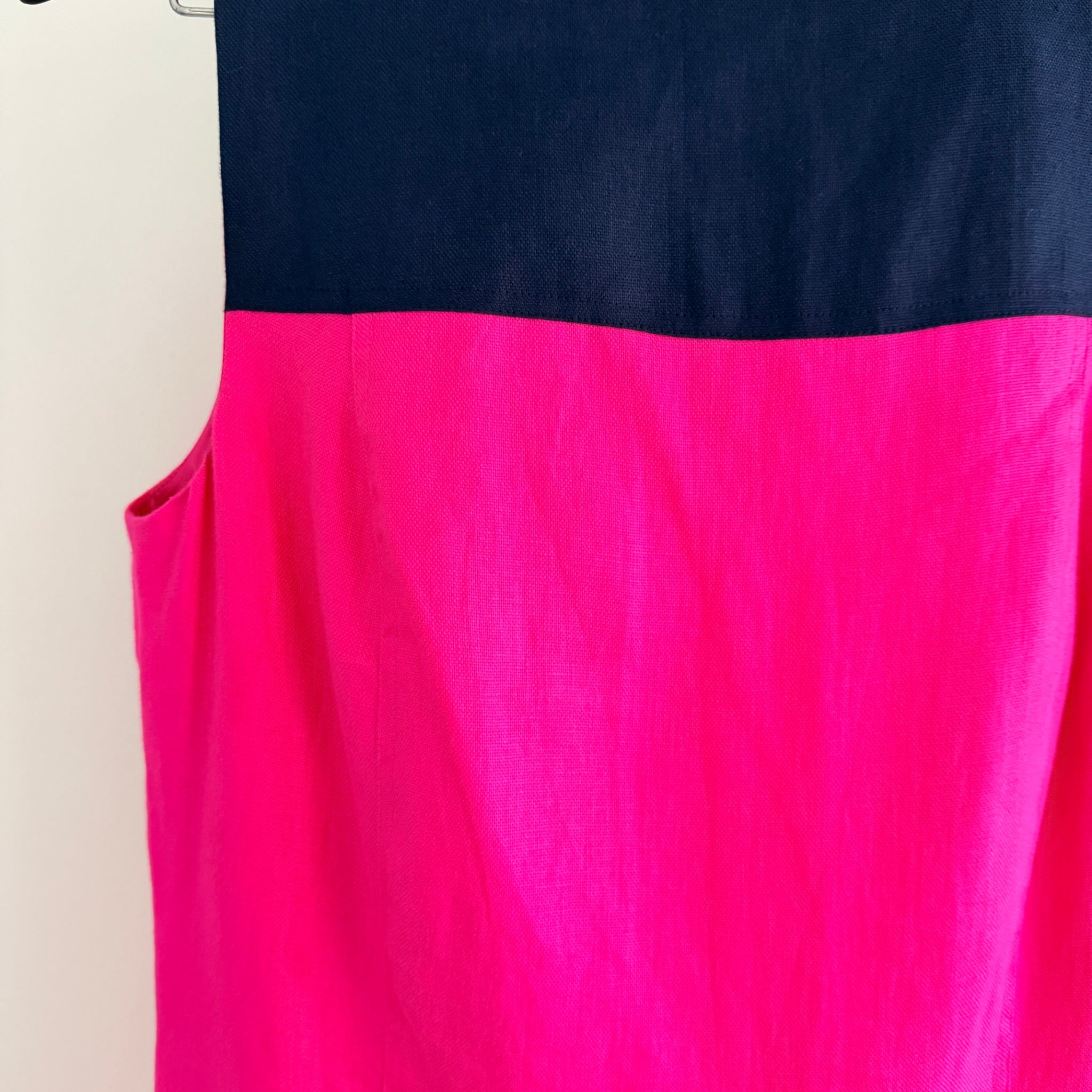 Lauren Ralph Lauren Colourblock Linen Dress Navy Pink Size 10 - Image 10