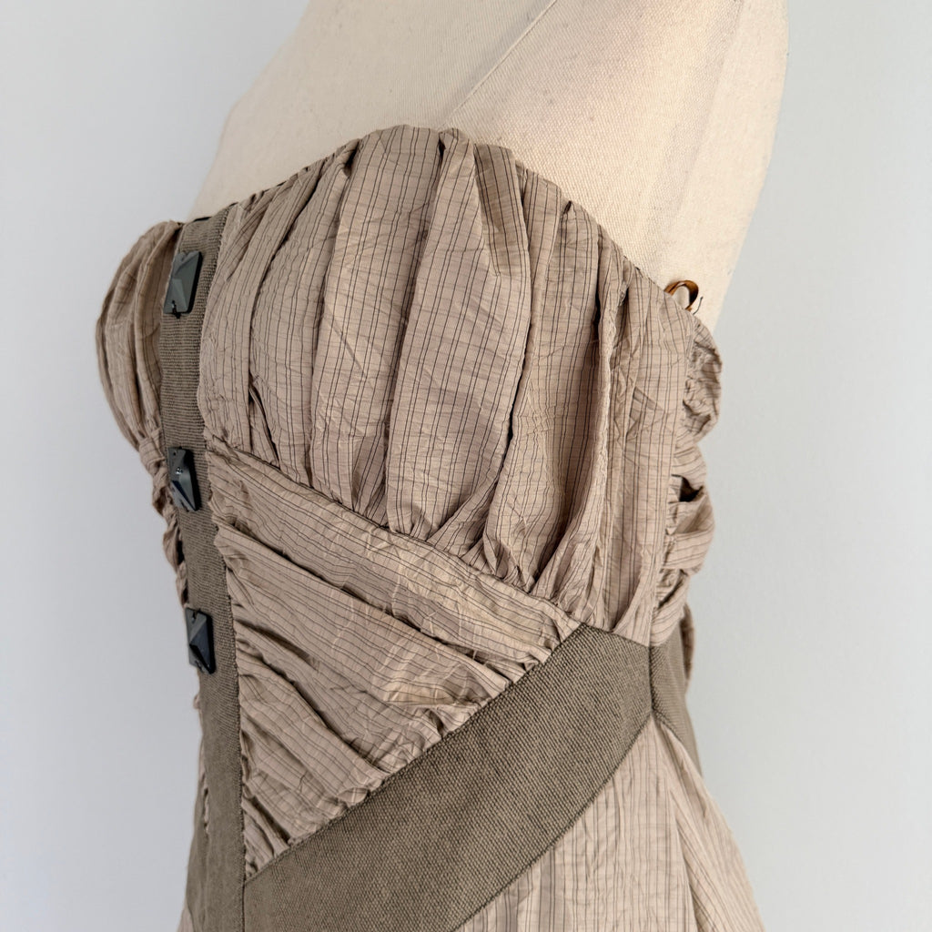 Manning Cartell Beige Polyester Strapless Dress Sz 12 Swarovski Crystal Party - Image 14