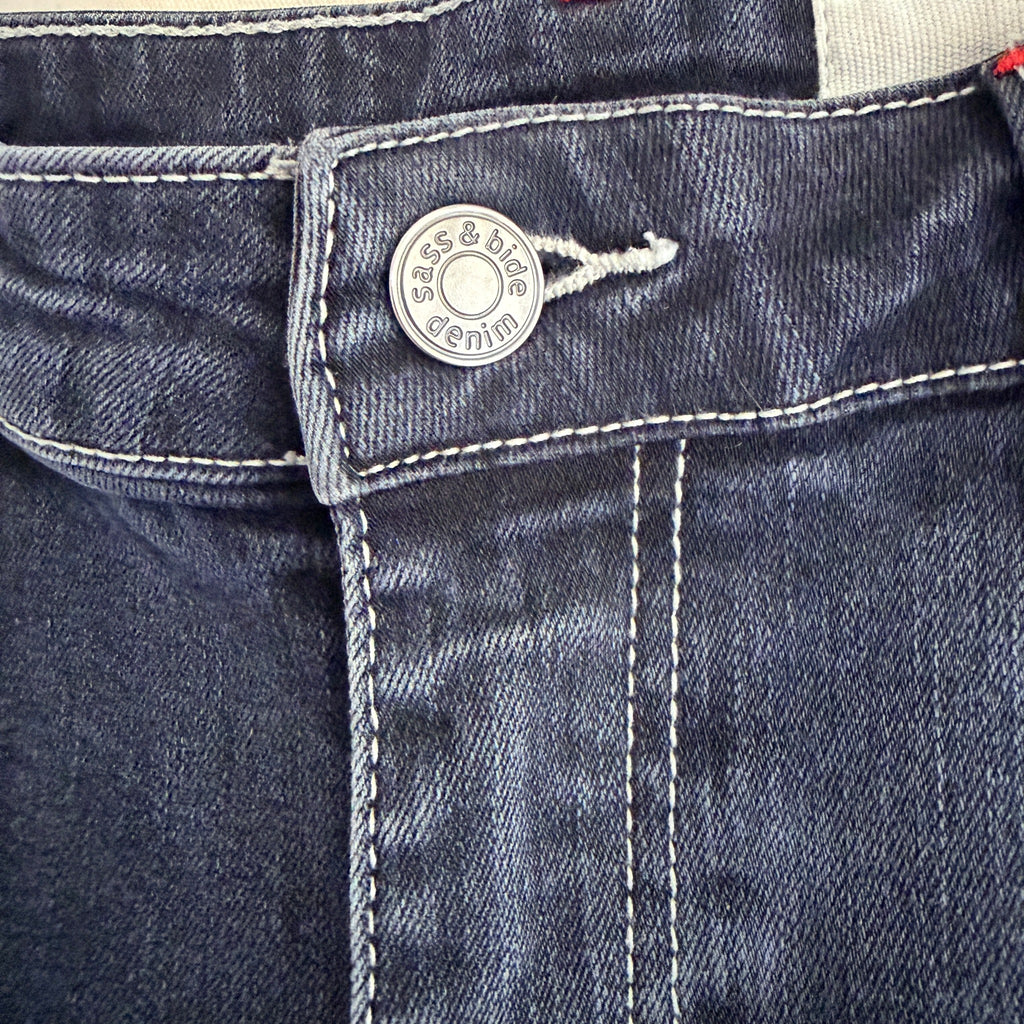Sass & Bide Dark Wash Denim Jeans High-Rise Raw Hem Detail sz 27 - Image 12