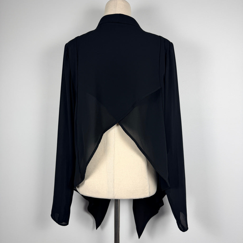 City Chic Black Polyester Chiffon Cardigan Size XS Waterfall Open Front Evening - Image 2