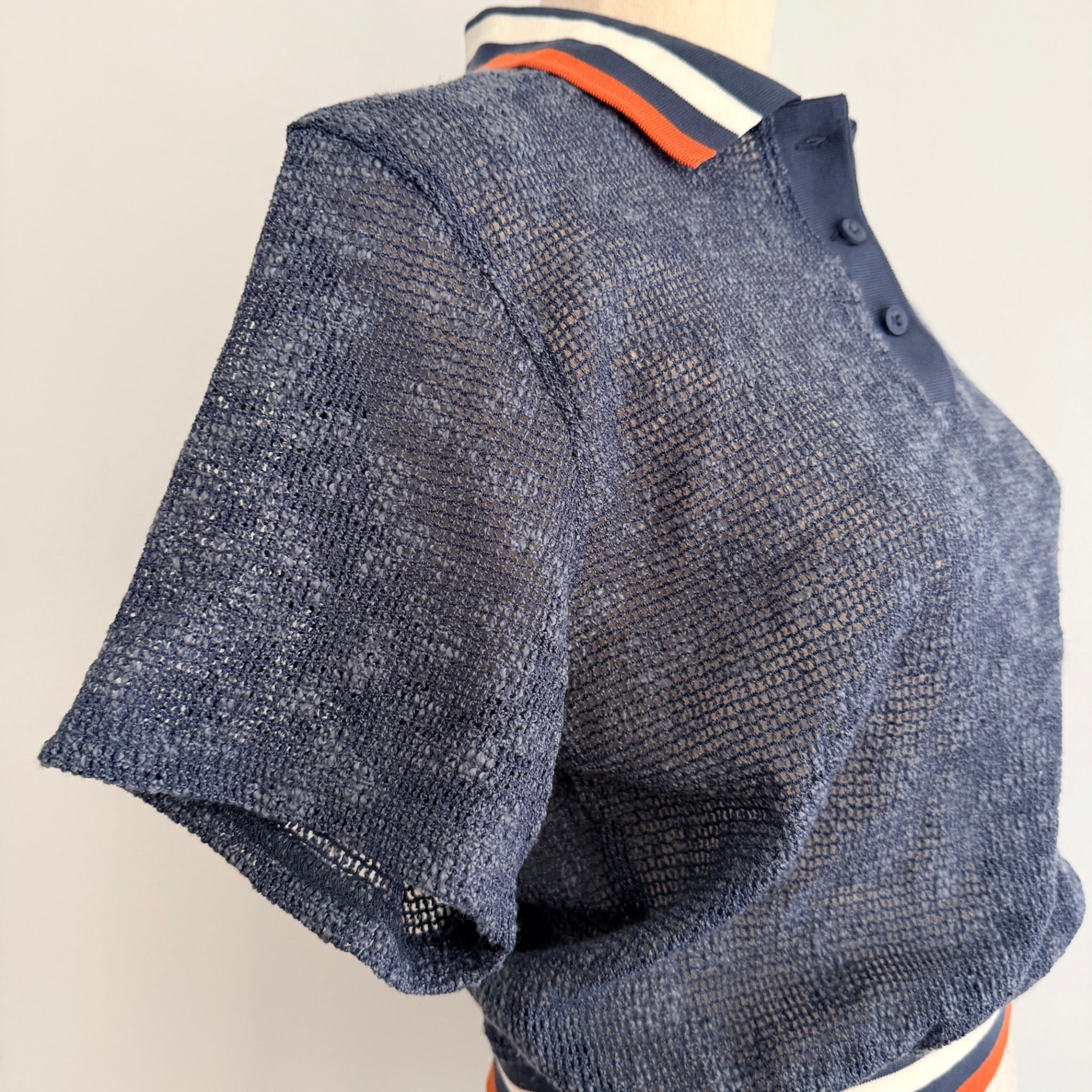 Brixton Womens Size S Navy Sheer Crochet Knit Polo Crop Top BNWOT - Image 12
