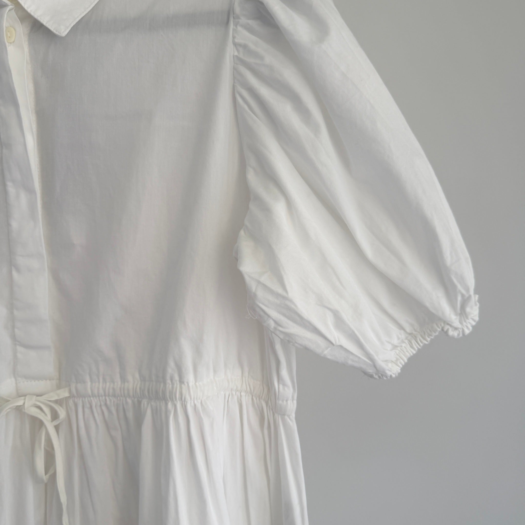 Vero Moda White Cotton Midi Dress Puff Sleeve Tie Waist Size M Casual BNWT - Image 6