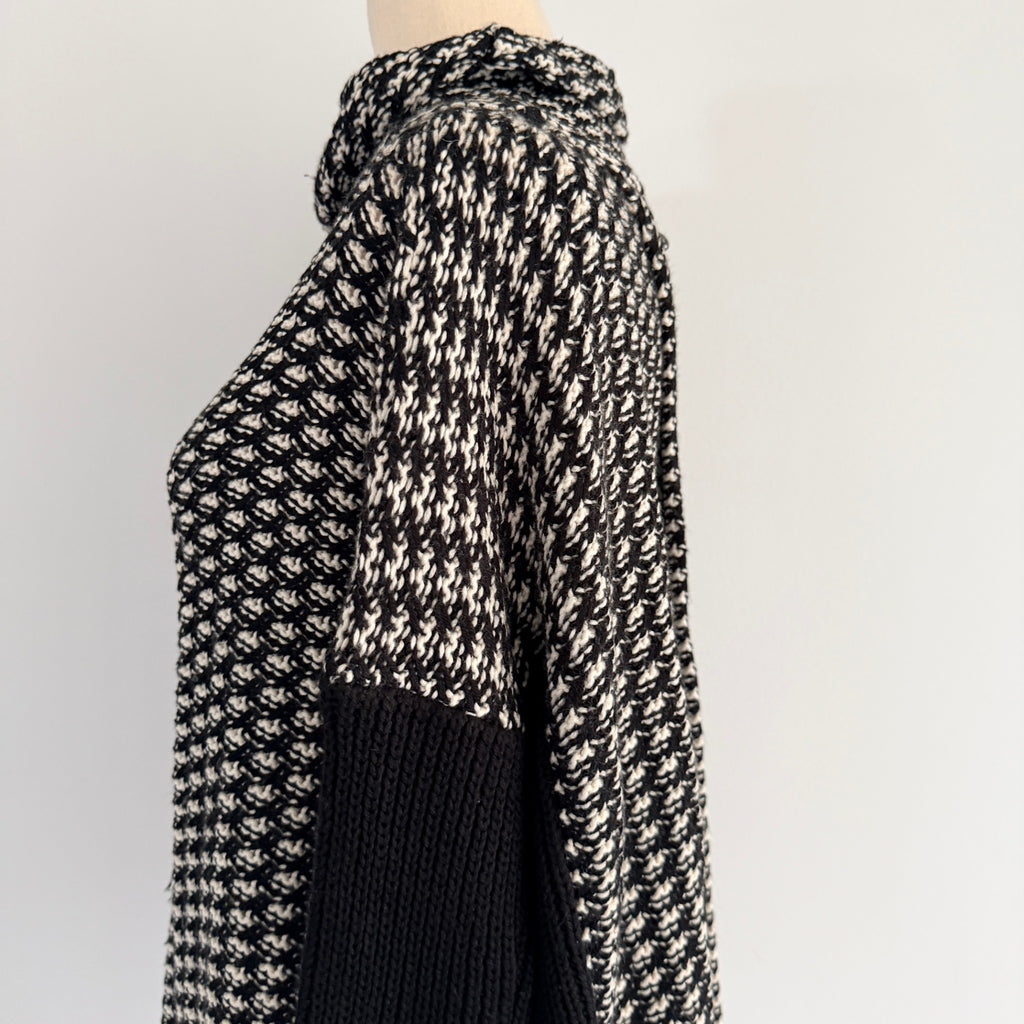 Guess Los Angeles Black White Houndstooth Wool Sweater Sz S Cowl Neck Winter - Image 11