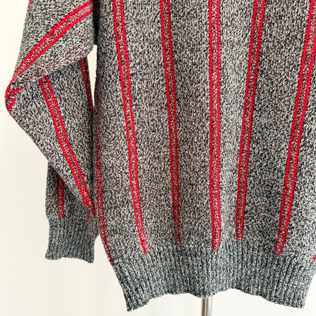 Playback Grey Red Acrylic Striped Knit Polo Sweater Sz M Vintage 90s Casual - Image 13